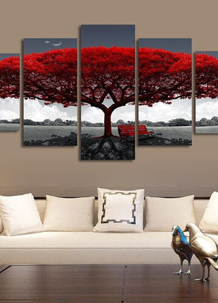 5Pcs Canvas Print Paintings Landscape Pictures Wall Art Modern Living Puce Gaia
