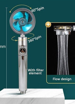 High Pressure Shower Head Adjustable 360° Rotation Turbine Water Puce Gaia
