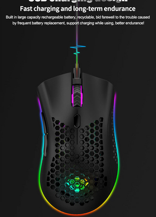 Wireless Mouse Gaming Rechargeable Optical Mouse Cordless 7 Color LED Puce Gaia