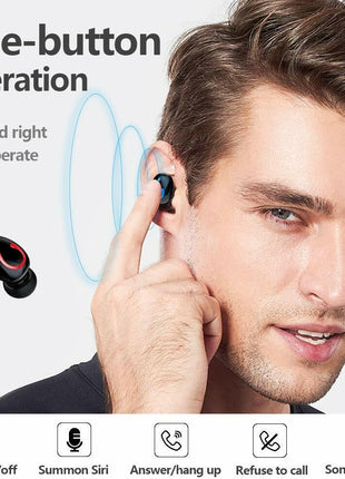Bluetooth 5.1 Headset TWS Wireless Earphones Mini Earbuds Stereo Puce Gaia