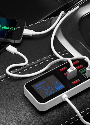 Multi USB 8-Port Fast Desktop Hub Wall Charger Charging Station Quick Puce Gaia
