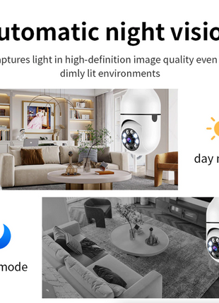 360° 1080P IP E27 Light Bulb Camera Wi-Fi IR Night Smart Home Wireless Puce Gaia