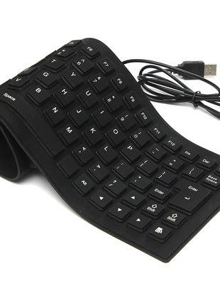 Waterproof Silicone Keyboard Foldable Flexible USB Dustproof DirtProof Puce Gaia