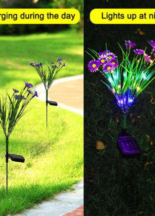 Solar Garden Lights LED Flower Stake Lamp Outdoor Yard Waterproof Puce Gaia