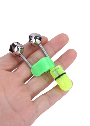 10/40 PC LED Night Fishing Bite Bait Alarm 2 Bells Light Rod Tip Clip Puce Gaia