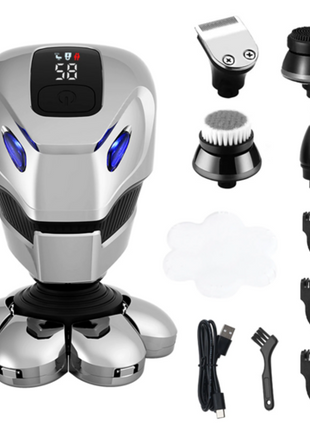 7D Cordless Shaver Hair Trimmer Men’s 5-In-1 Electric Head Shaver Puce Gaia