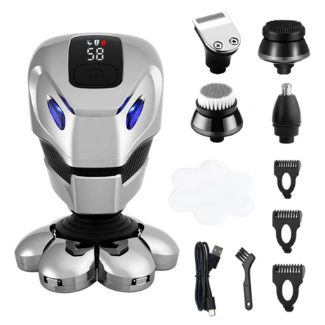 7D Cordless Shaver Hair Trimmer Men’s 5-In-1 Electric Head Shaver Puce Gaia