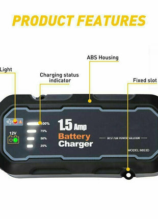 1500mAh Automatic Smart Battery Charger 12V Portable Car Auto Trickle Puce Gaia
