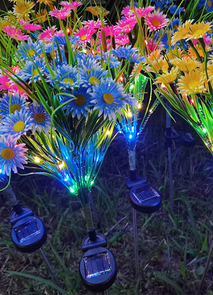 Solar Garden Lights LED Flower Stake Lamp Outdoor Yard Waterproof Puce Gaia