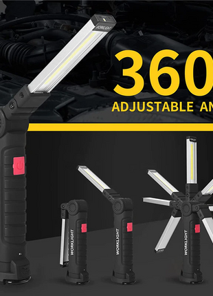 Rechargeable LED COB Work Light Mechanic Flashlight Lamp Magnetic Base Puce Gaia