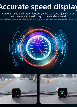 Digital Car HUD GPS Speedometer Head Up Display MPH KMH Compass Puce Gaia