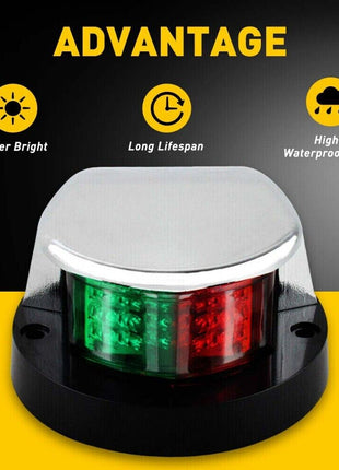 Waterproof Boat Navigation Light LED Bow Marine Front Pontoon Lamp Red Puce Gaia