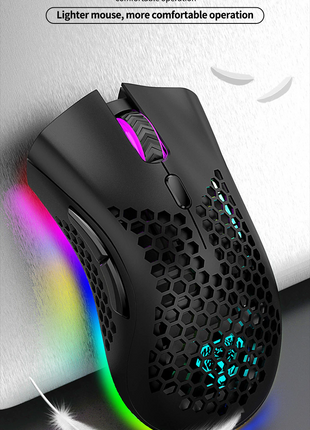 Wireless Mouse Gaming Rechargeable Optical Mouse Cordless 7 Color LED Puce Gaia