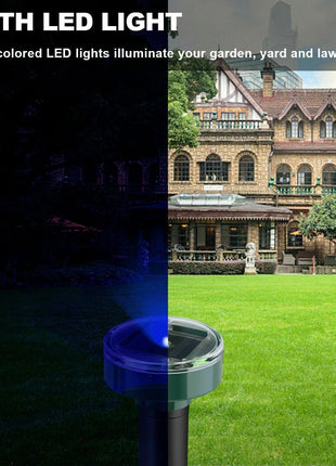 Solar Power Animal Repeller Ultrasonic Mole Pest Cat Mice Rodent Puce Gaia