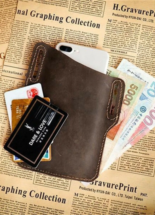 Men Cell Phone Belt Pack Bag Loop Waist Holster Pouch Case Leather Puce Gaia