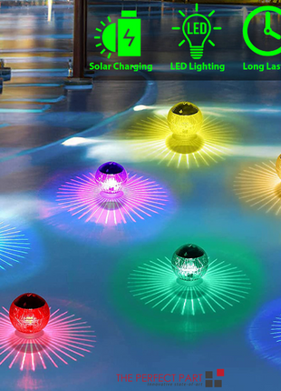 Outdoor Solar LED Floating Light Garden Pond Pool Lamp Rotating RGB Puce Gaia