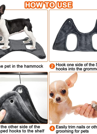 Portable Pet Dog Cat Grooming Hanging Hammock Harness Breathable Groom Puce Gaia