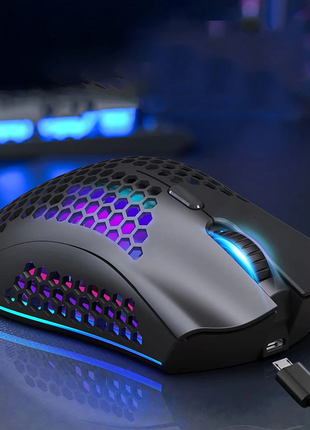 Wireless Mouse Gaming Rechargeable Optical Mouse Cordless 7 Color LED Puce Gaia