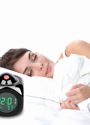 LED Projection Alarm Clock Digital LCD Display Voice Talking Weather Puce Gaia
