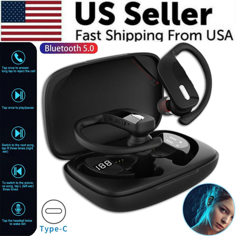 Bluetooth Headset TWS 5.0 Wireless Earphones Earbuds Headphones Stereo Puce Gaia