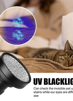 UV Ultraviolet Light 100 LED Flashlight BlackLight 395nM Inspection Puce Gaia