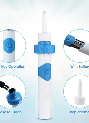 Safety Electric Cordless Vacuum Ear Cleaner Wax Remover Painless Puce Gaia