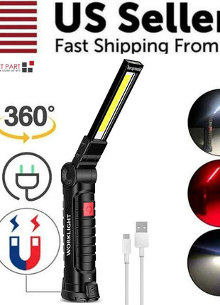 Rechargeable LED COB Work Light Mechanic Flashlight Lamp Magnetic Base Puce Gaia