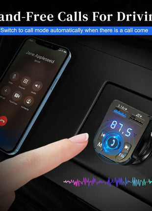 Wireless Car Bluetooth FM Transmitter MP3 Audio USB Charger Adapter Puce Gaia