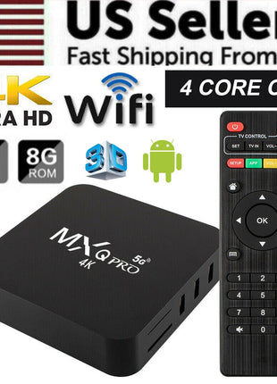 MXQ Pro 4K Ultra HD 64Bit Wifi Android 7.1 Quad Core Smart TV Box Puce Gaia