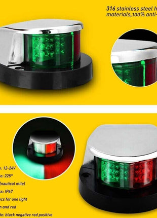Waterproof Boat Navigation Light LED Bow Marine Front Pontoon Lamp Red Puce Gaia