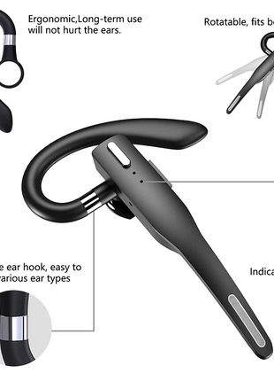Trucker Wireless Headset Bluetooth 5.1 Earpiece Dual Mic Earbud Noise Puce Gaia