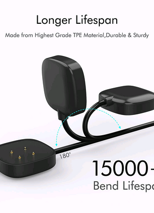 Wireless Charger For Fitbit Sense Versa 3 4 Watch USB Fast Charging Puce Gaia