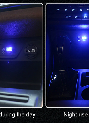 3x Mini Blue LED USB Car Interior Light Neon Atmosphere Ambient Lamp Puce Gaia