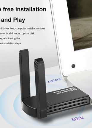USB 3.0 Wireless WIFI Adapter 1300Mbps Long Range Dongle Dual Band Puce Gaia