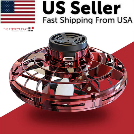 Flying Fidget Spinner Drone Ball UFO Stress Focus Hand Fun Toy LED Puce Gaia