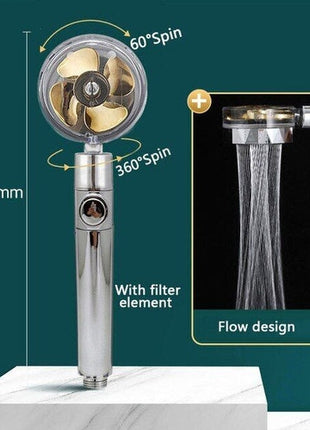 High Pressure Shower Head Adjustable 360° Rotation Turbine Water Puce Gaia