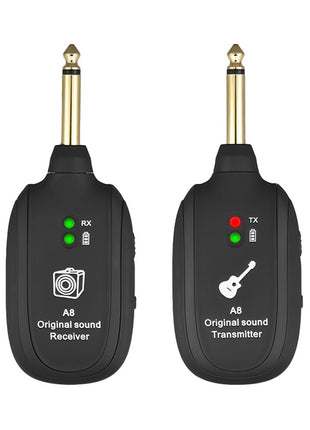 UHF Guitar Wireless System Transmitter+Receiver Built In Rechargeable Puce Gaia