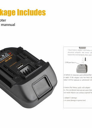 USB Battery Adapter Converter For 20V DEWALT Milwaukee M18 Convert To Puce Gaia