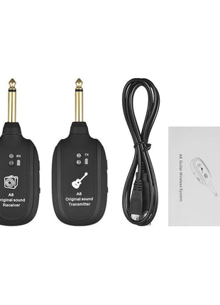 UHF Guitar Wireless System Transmitter+Receiver Built In Rechargeable Puce Gaia