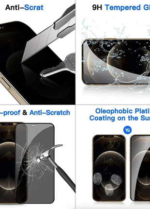 3 Pack For iPhone 15 14 13 12 11 Pro Max Privacy Tempered Glass Screen Puce Gaia
