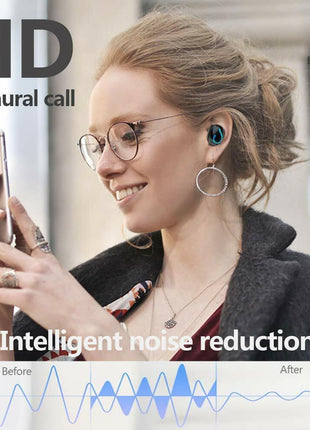 Bluetooth 5.1 Headset TWS Wireless Earphones Mini Earbuds Stereo Puce Gaia