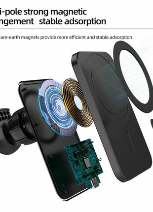 Magnetic Wireless Charger Car Mount Holder For iPhone 12 13 14 Pro Max Puce Gaia