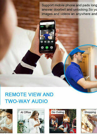 WiFi Ring Doorbell 1080P HD Security Camera Wireless Door Bell Camera Puce Gaia