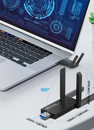 USB 3.0 Wireless WIFI Adapter 1300Mbps Long Range Dongle Dual Band Puce Gaia