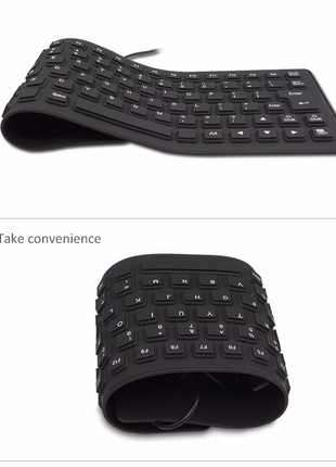 Waterproof Silicone Keyboard Foldable Flexible USB Dustproof DirtProof Puce Gaia