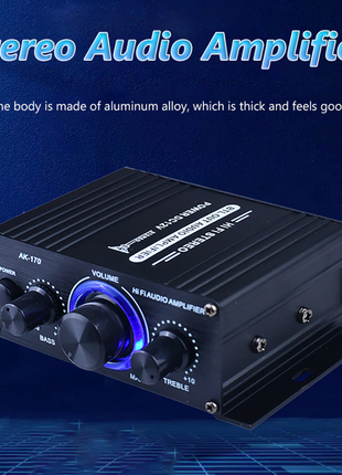 400W 12V 2 Channel Powerful Stereo Audio Power Amplifier HiFi Bass Amp Puce Gaia