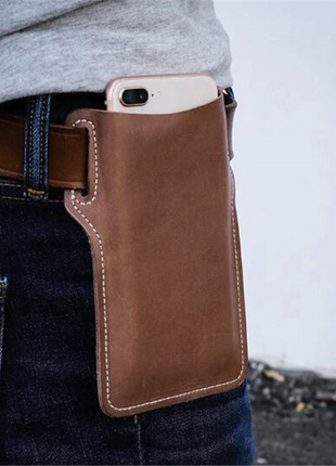 Men Cell Phone Belt Pack Bag Loop Waist Holster Pouch Case Leather Puce Gaia