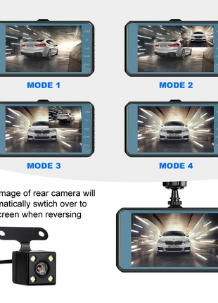 Touch Screen Dash Cam 4" 1080P Dual Lens Car DVR Recorder Front And Puce Gaia