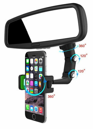 360° Car Rearview Mirror Rotation Adjustable Phone Holder Mount Puce Gaia