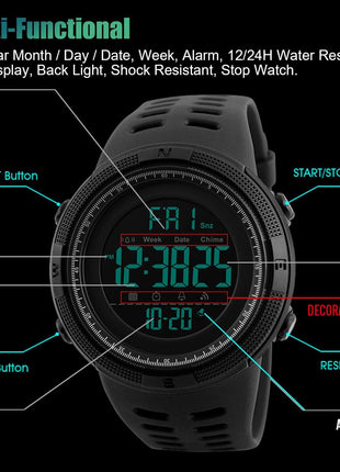 SKMEI Men's Digital Army Military Sport Quartz Analog Chrono Puce Gaia